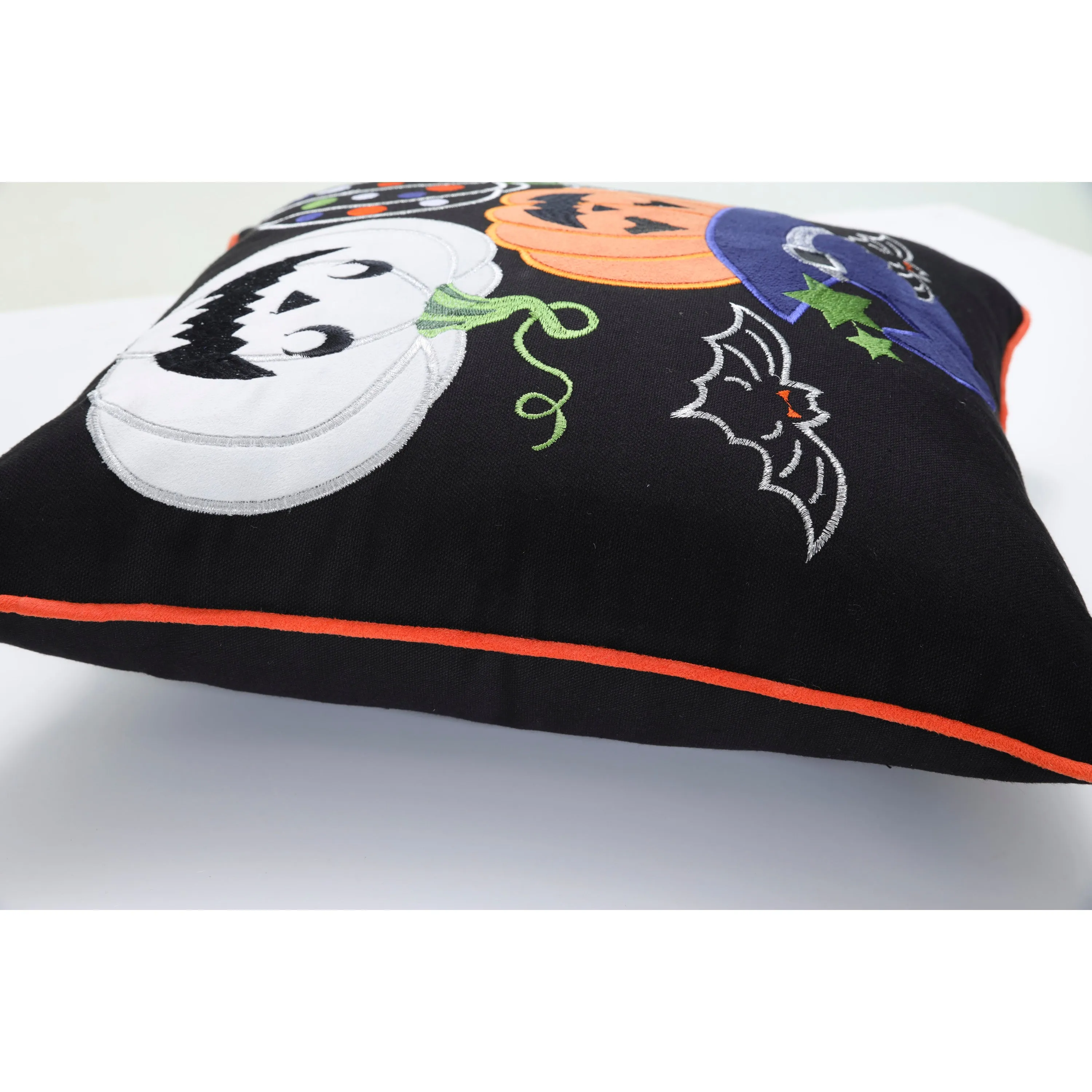 Pumpkin Fun Black 18-inch Throw Pillow