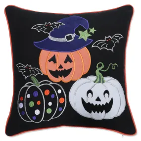 Pumpkin Fun Black 18-inch Throw Pillow