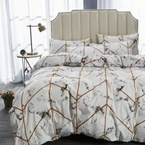 Queen/Double size bedding set of 6 pieces, marble design.