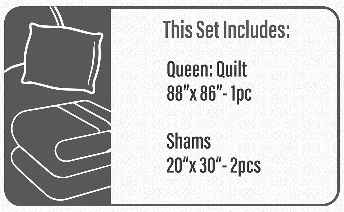 Quilt Bedding Set Woven 3 Piece Set Double/Queen Cyprus