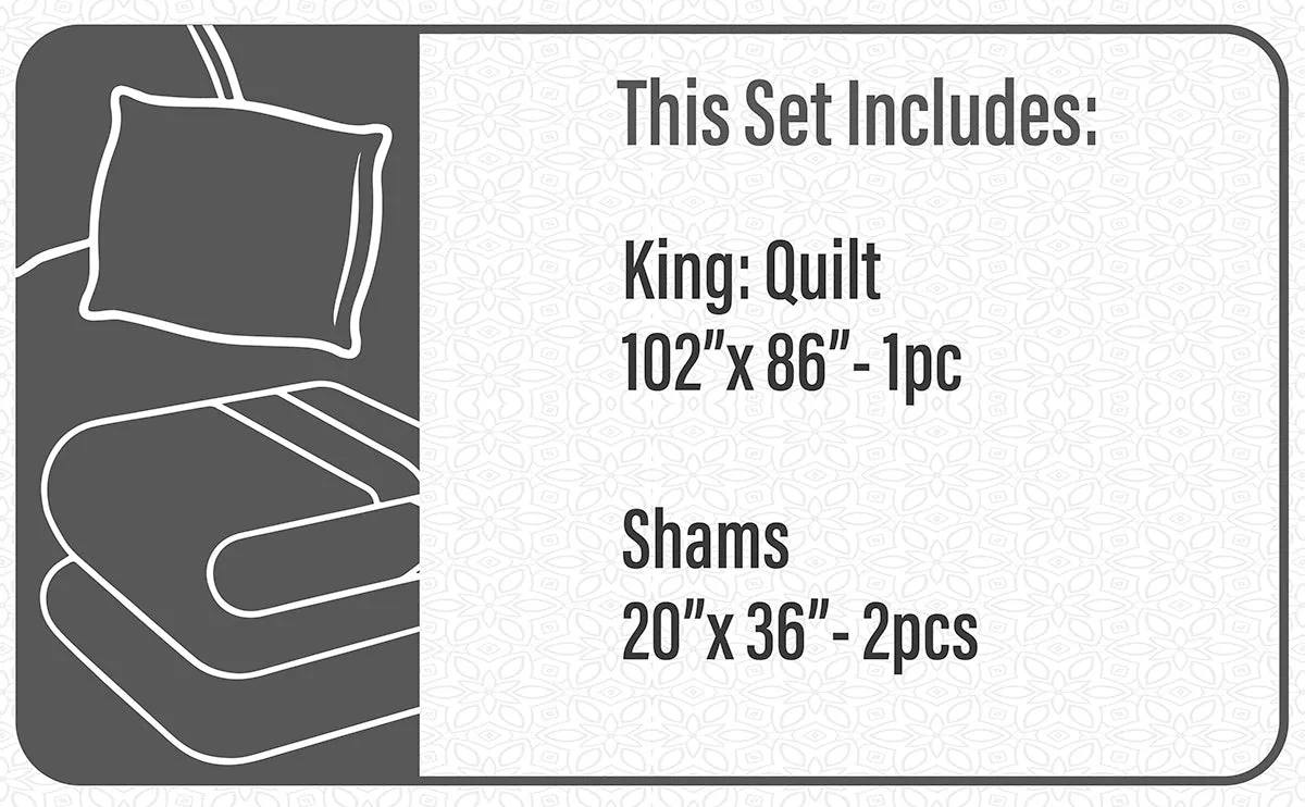 Quilt Bedding Set Woven 3 Piece Set King Jensen