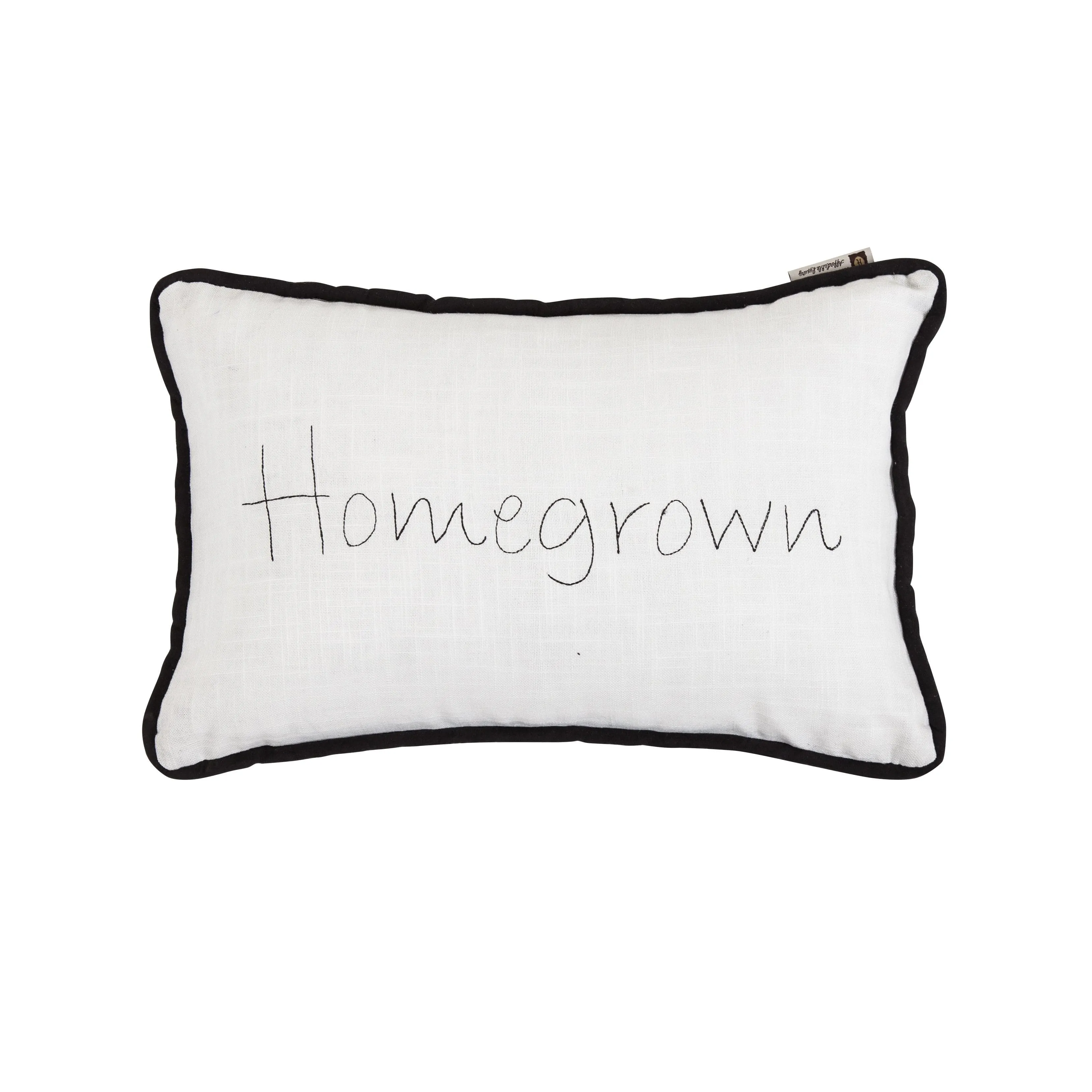 "Homegrown" Embroidery Lumbar Pillow, 12x19