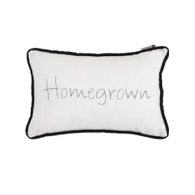 "Homegrown" Embroidery Lumbar Pillow, 12x19