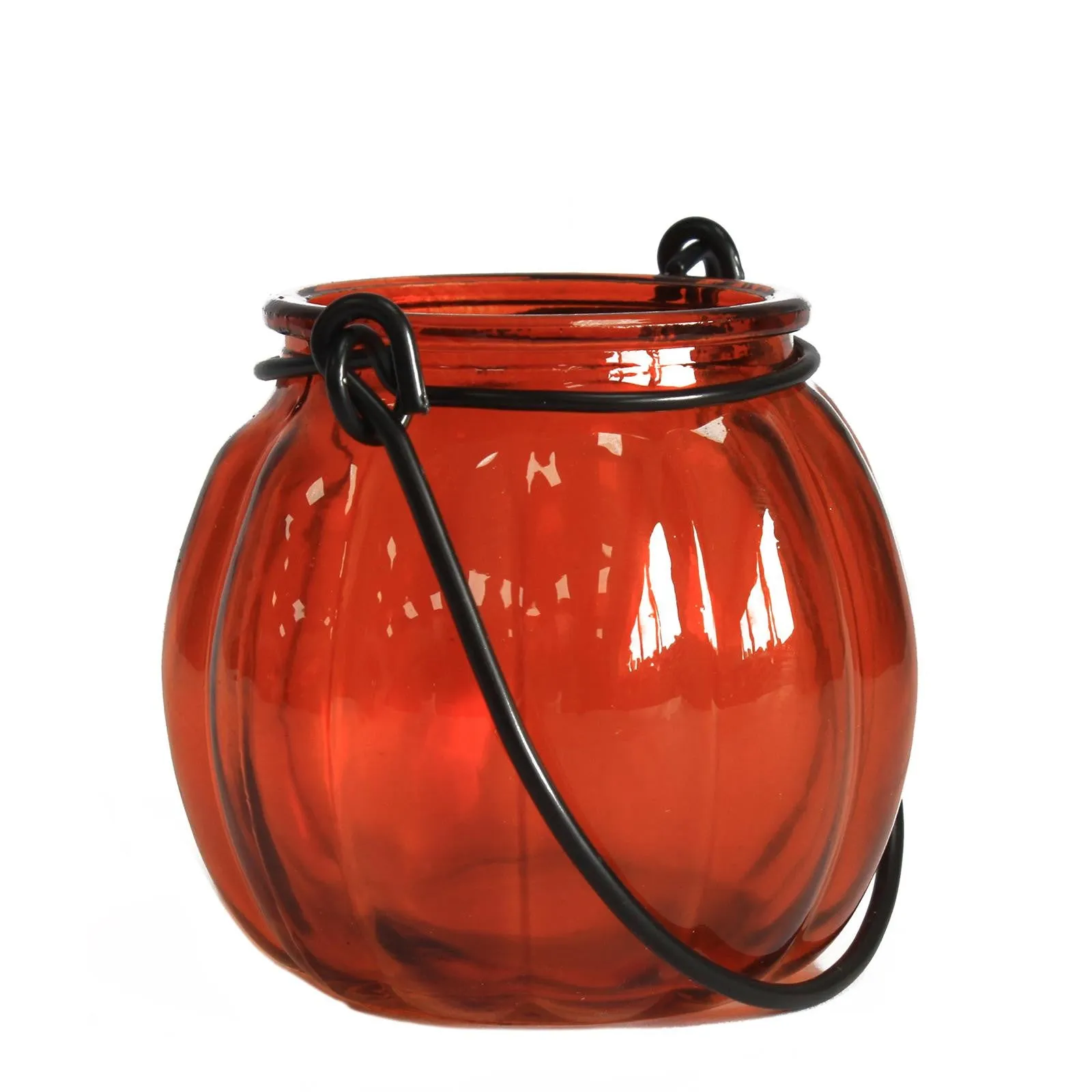 Recycled Pumpkin Candle Lantern - Amber