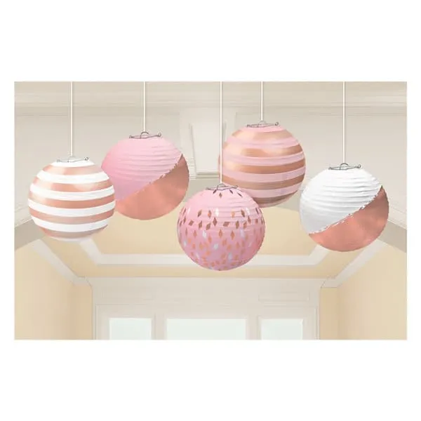 Rose Gold Paper Lanterns 5pk