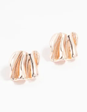 Rose Gold Plated Mini Wave Fan Stud Earrings