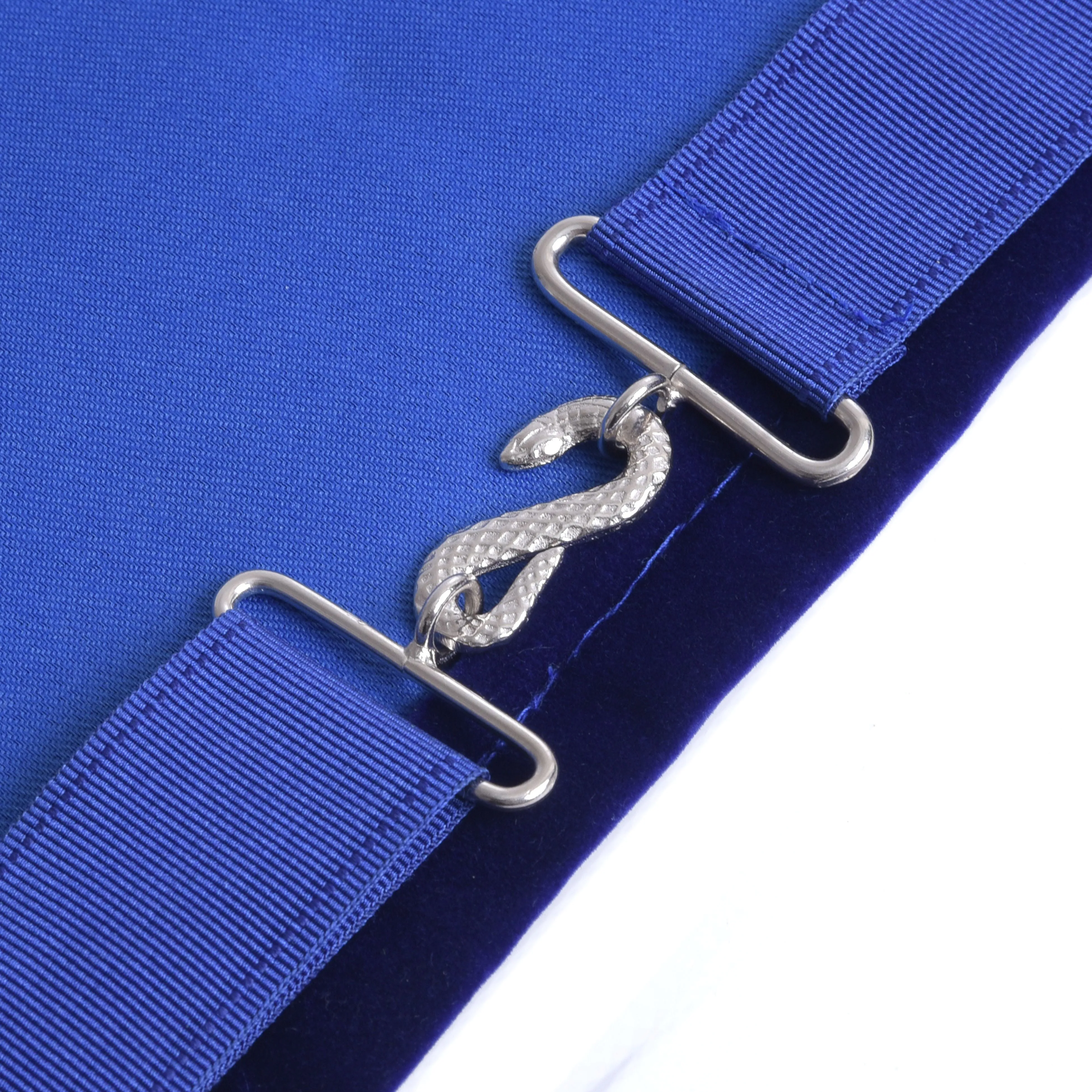 Senior Warden Blue Lodge Officer Apron - Silver Fringe & Side Tabs