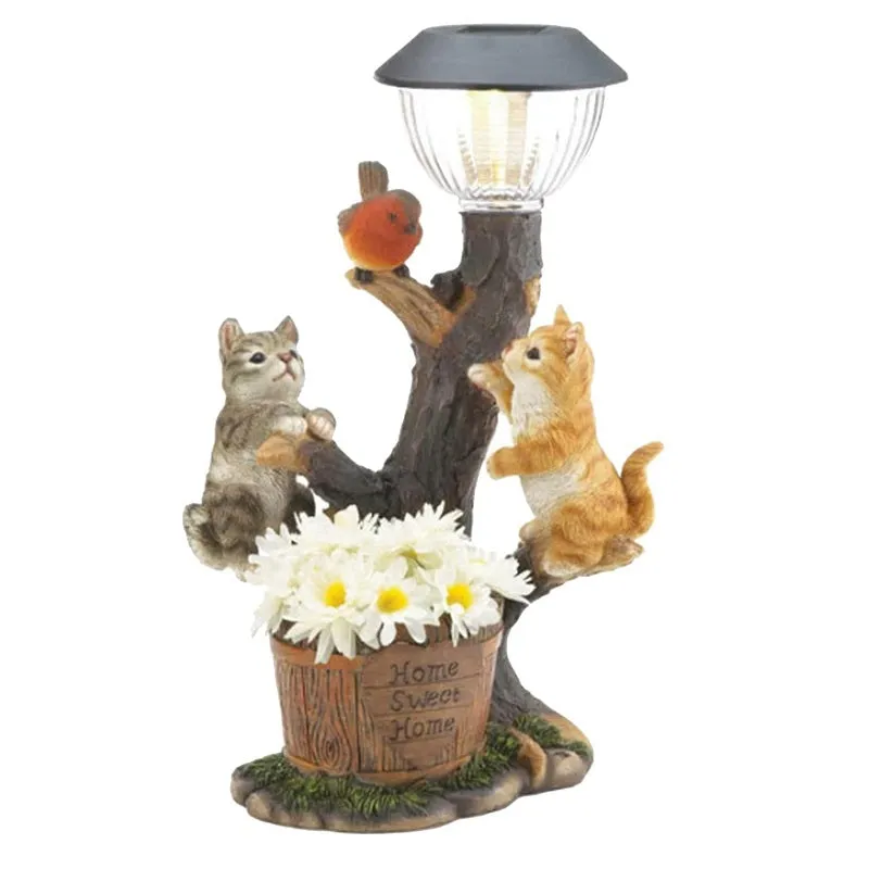 Solar Powered Resin Garden Animal Figurine Statue Ornament Lamp Decoration