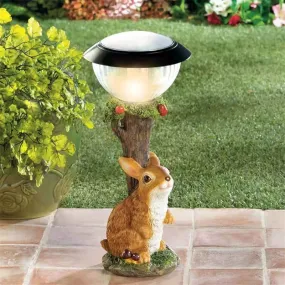 Solar Powered Resin Garden Animal Figurine Statue Ornament Lamp Decoration