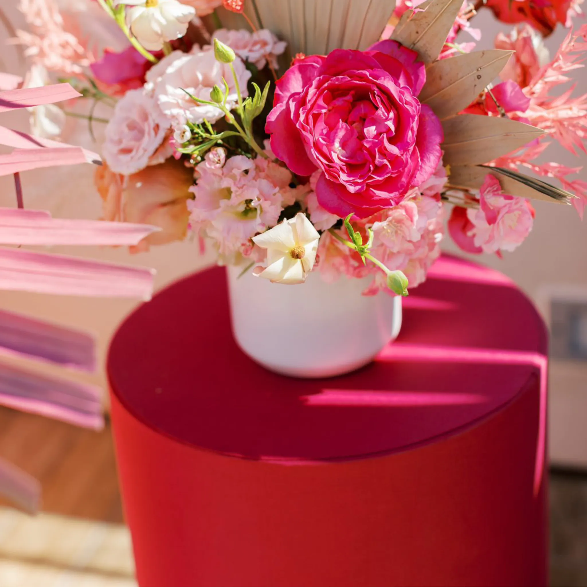 Spandex Pillar Covers for Metal Cylinder Pedestal Stands 5 pcs/set - Fuchsia