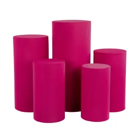 Spandex Pillar Covers for Metal Cylinder Pedestal Stands 5 pcs/set - Fuchsia