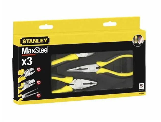 Stanley Pliers Set Of 3 Pcs. (Universal, Side, Elongated)