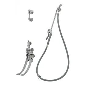 T&S Brass B-0675 Bedpan Washer, Pedal Valve, Vacuum Breaker, Wall Hook Hose Connection, 5' PVC Hose