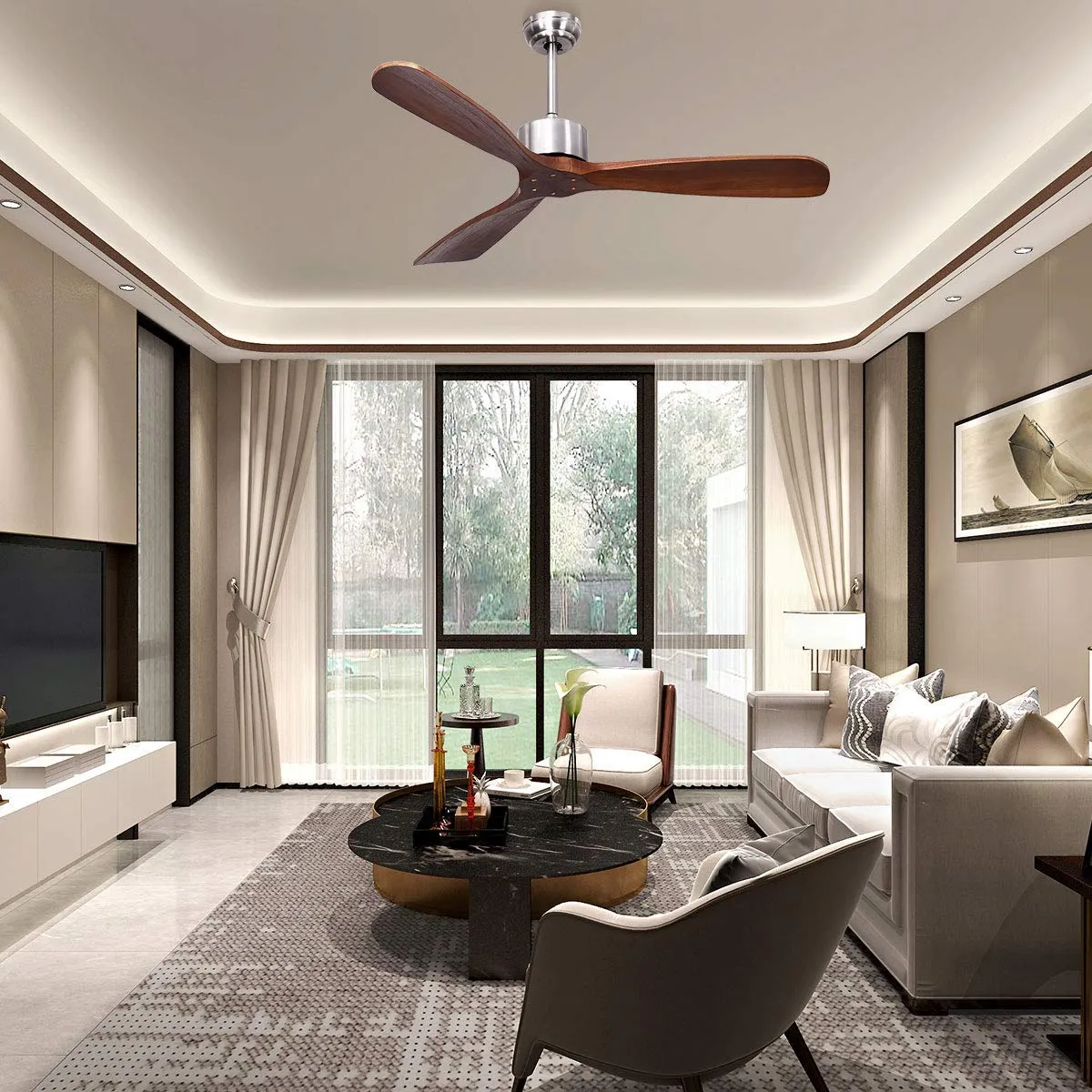 Tangkula 52" Ceiling Fan, Outdoor Indoor Ceiling Fan with Remote Control