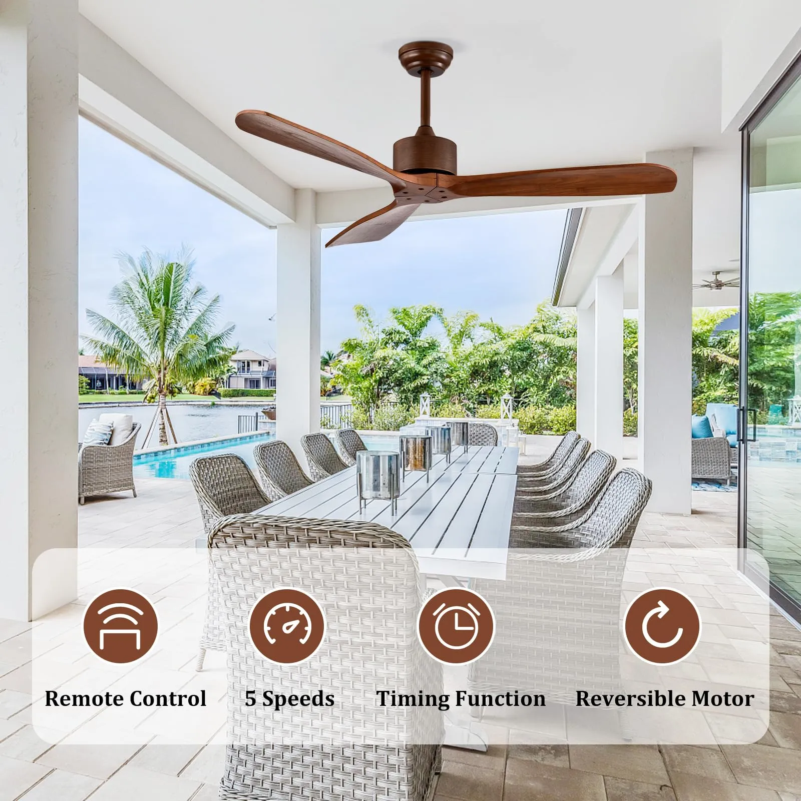 Tangkula 52" Ceiling Fan, Outdoor Indoor Ceiling Fan with Remote Control