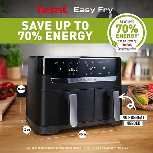 Tefal Easy Fry Dual Zone Digital Air Fryer, 2 Drawers (New)