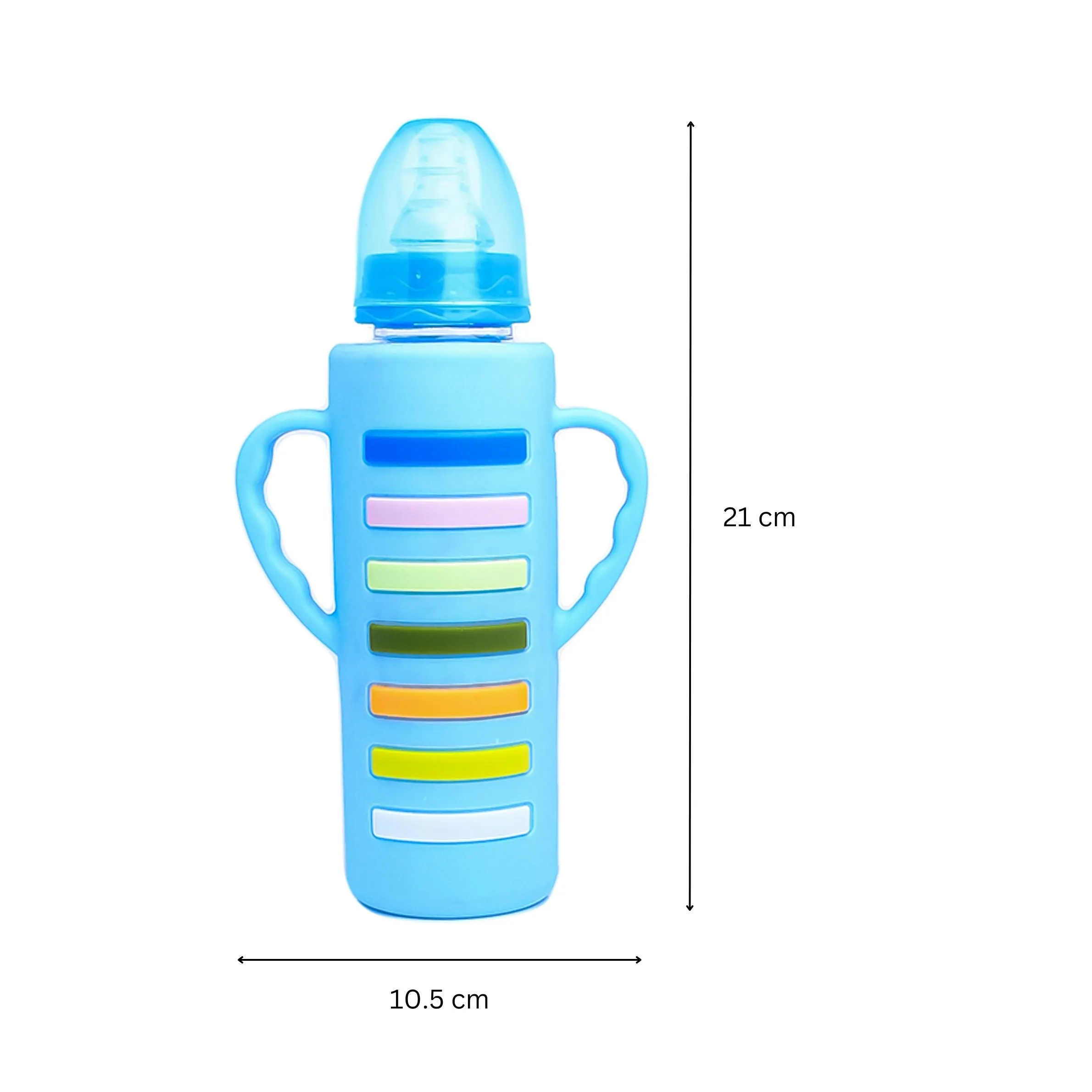 The Little Lookers High Borosilicate Glass Feeding Bottle with Handle Silicon Cover for Baby/Feeder for Newborn | Super Soft Flow Control & Anti Colic Nipple for Infants/Toddlers