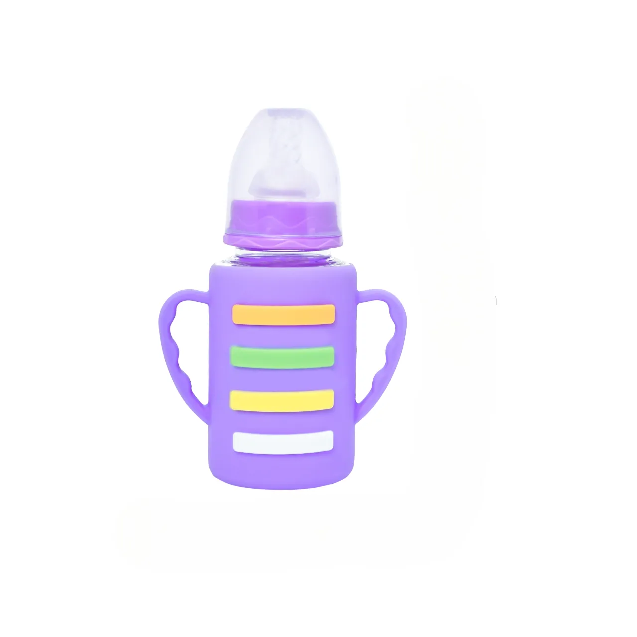 The Little Lookers High Borosilicate Glass Feeding Bottle with Handle Silicon Cover for Baby/Feeder for Newborn | Super Soft Flow Control & Anti Colic Nipple for Infants/Toddlers