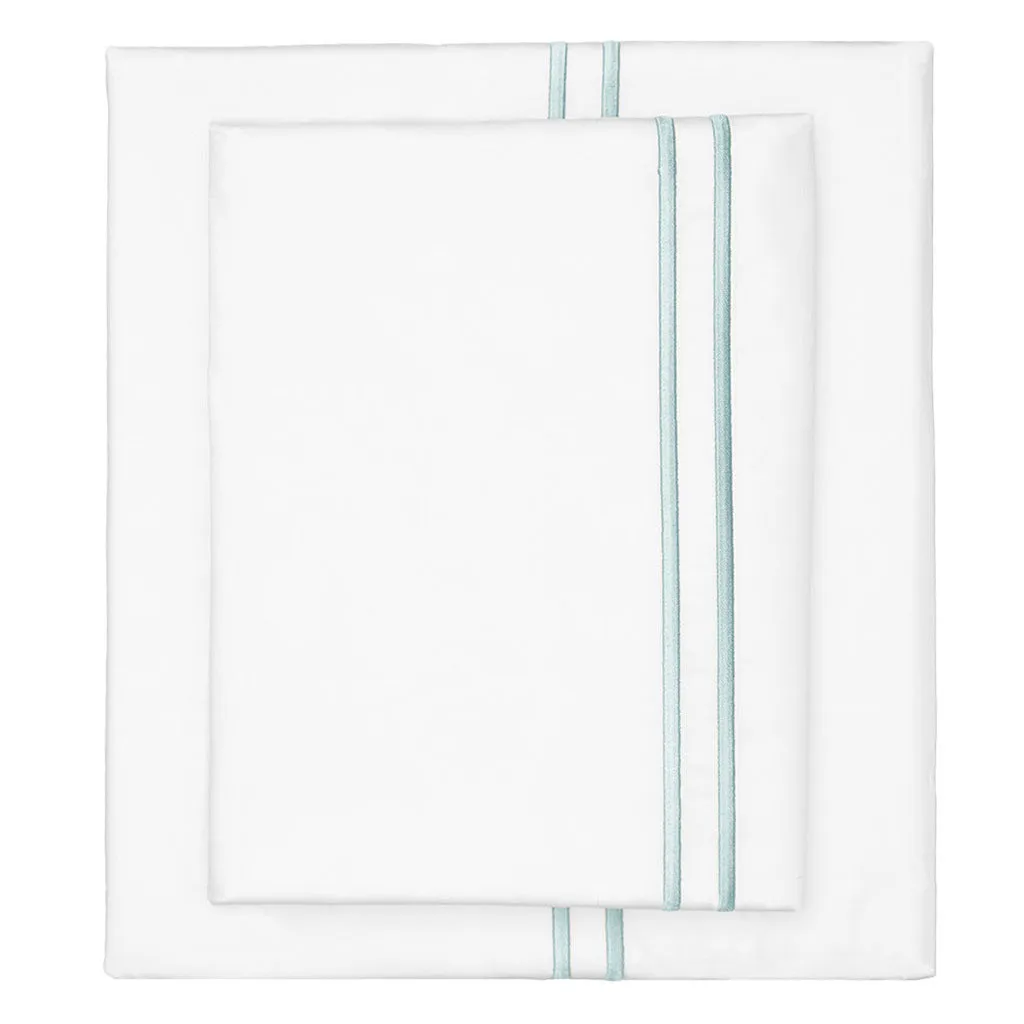 The Porcelain Green Lines Embroidered Sheet Set