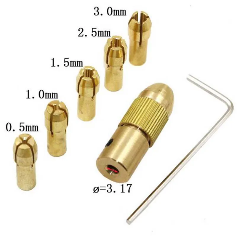 Themisto 3.17mm Shank Metal Drill Chuck Collet Bits Rotary with Screw, 0.5-3 mm for RS555 motor (3.17MM)