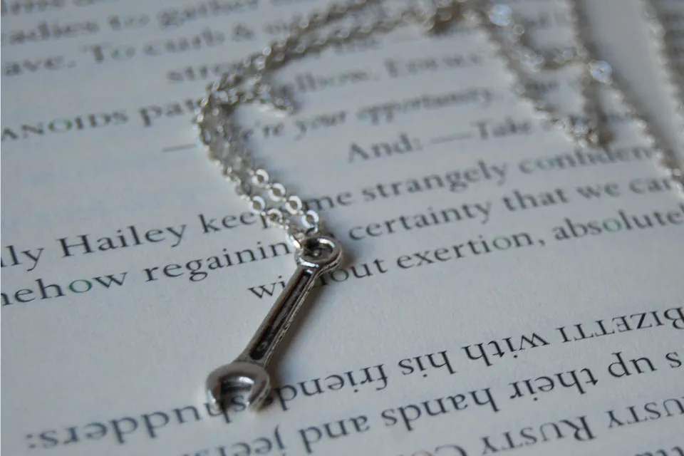 Tiny Silver Wrench Necklace | Silver Wrench Charm Necklace | Tool Jewelry