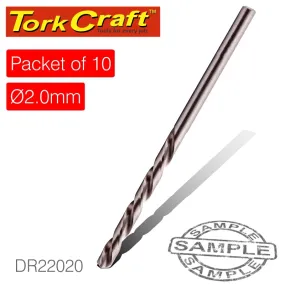 TORK CRAFT DRILL HSS 2.0MM 135DEG 10 PACK INDUSTRIAL BIT DR22020