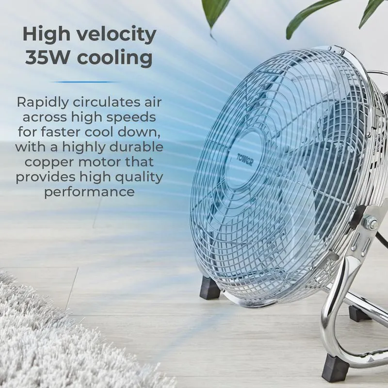 Tower Velocity Floor Fan 9"  - Chrome