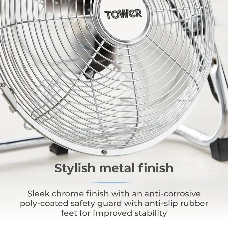 Tower Velocity Floor Fan 9"  - Chrome