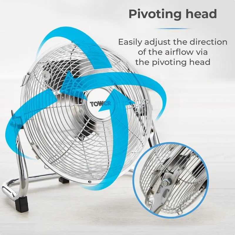 Tower Velocity Floor Fan 9"  - Chrome