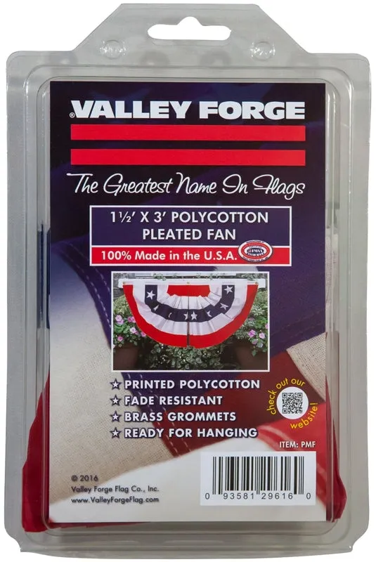 Valley Forge PMF Mini-Fan Flag, 1-1/2 ft W, 3 ft H, Polycotton :CD: QUANTITY: 1