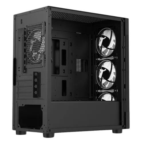 Vida Zephyr Black ARGB Gaming PC Case w/ Glass Window, Micro ATX, 4x ARGB Fans, Mesh Front