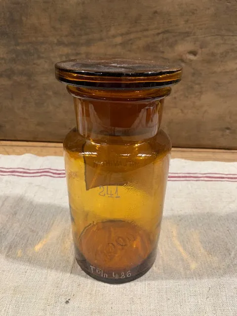 Vintage  Amber Pharmacy  Glass Bottle #5142