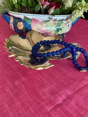 Vintage Brass Leaf Pedestal Dish made in India