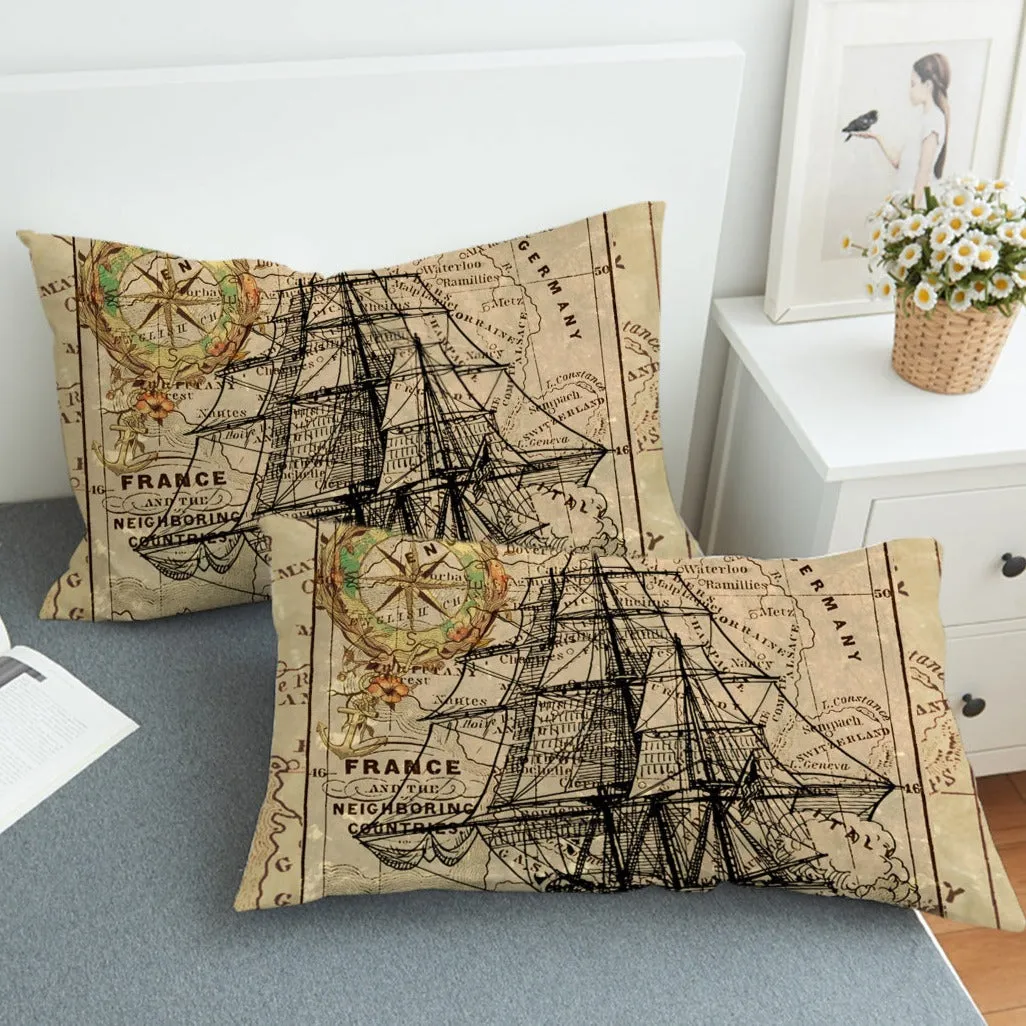 Vintage Nautical Map Bedding Set