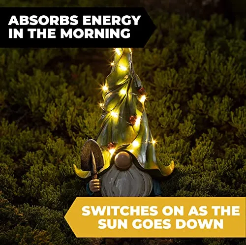 Vp Home Whimsical Garden Statue Gnome Solar Powered Led Outdoor Decor Light