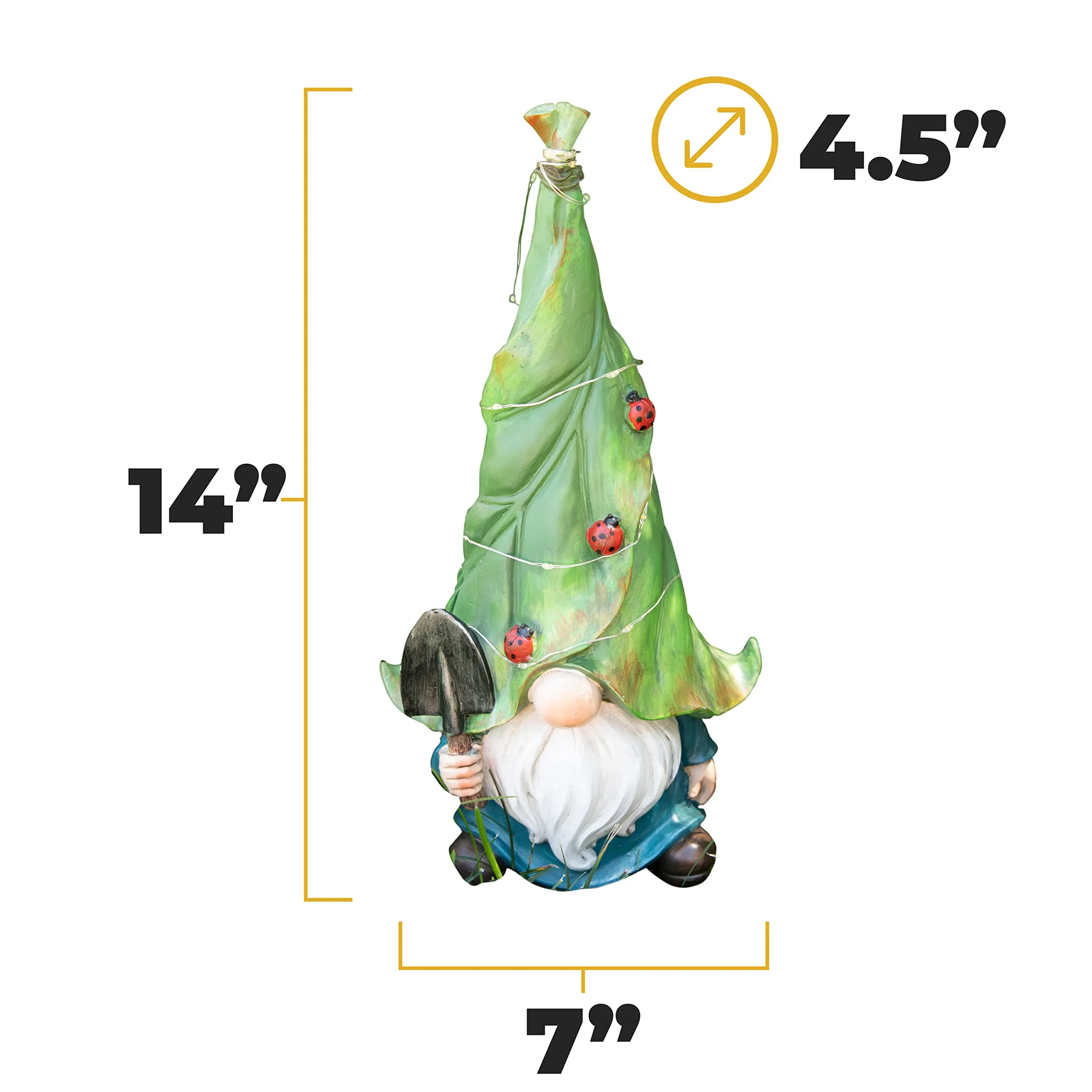 Vp Home Whimsical Garden Statue Gnome Solar Powered Led Outdoor Decor Light