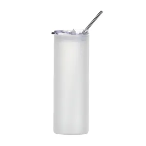 Water Bottles - Glass - Skinny - Frosted 750ml Tumbler with Plastic Lid