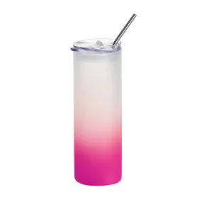 Water Bottles - Glass - Skinny - Frosted (PINK) 750ml Tumbler with Plastic Lid