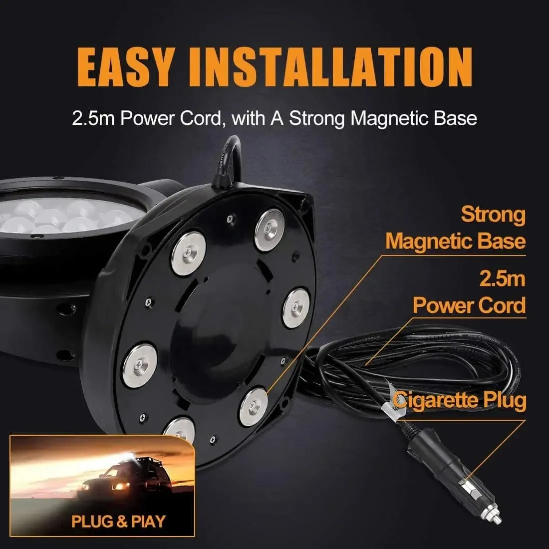 Waterproof 60w LED Searchlight Work Lights with Wireless Remote Control