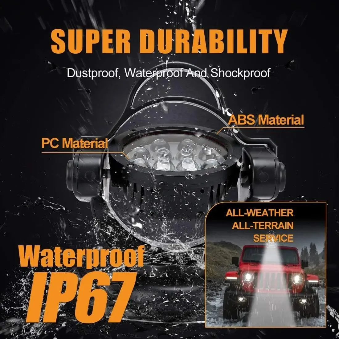 Waterproof 60w LED Searchlight Work Lights with Wireless Remote Control