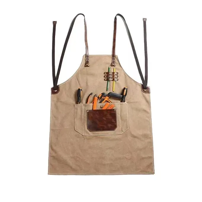 Waxed Cotton Canvas Woodworking Apron Mechanic Work Aprons