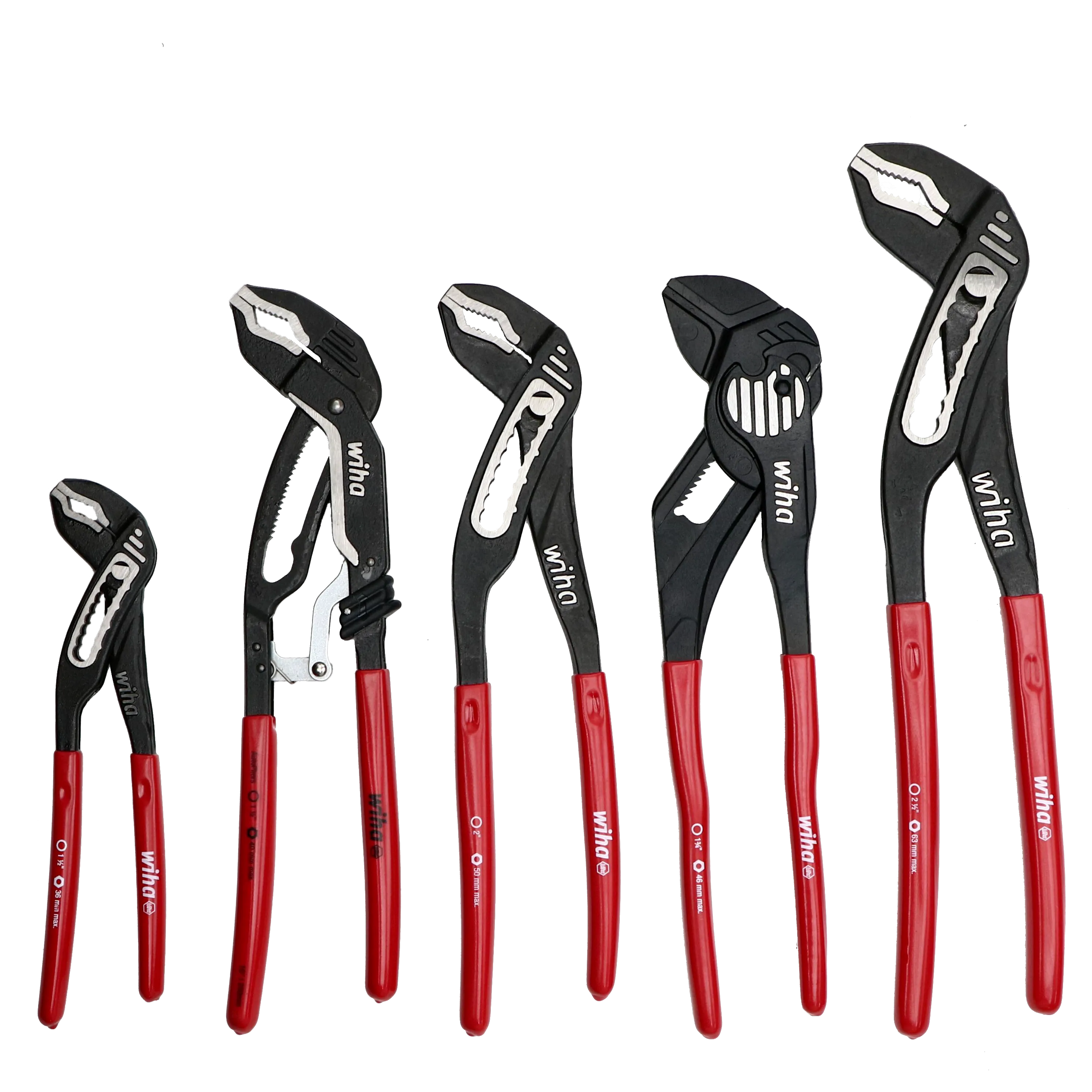 Wiha 34691 5 Piece Classic Grip V-Jaw Tongue and Groove Pliers Tray Set