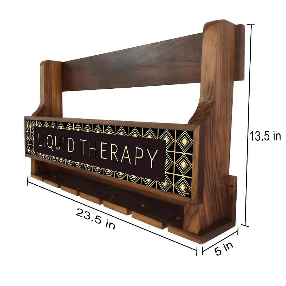 Wooden Wine Bottle Holder Mini Bar Cabinet for 5 Bottles 6 Glasses - Liquid Therapy