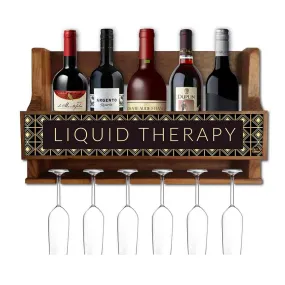 Wooden Wine Bottle Holder Mini Bar Cabinet for 5 Bottles 6 Glasses - Liquid Therapy