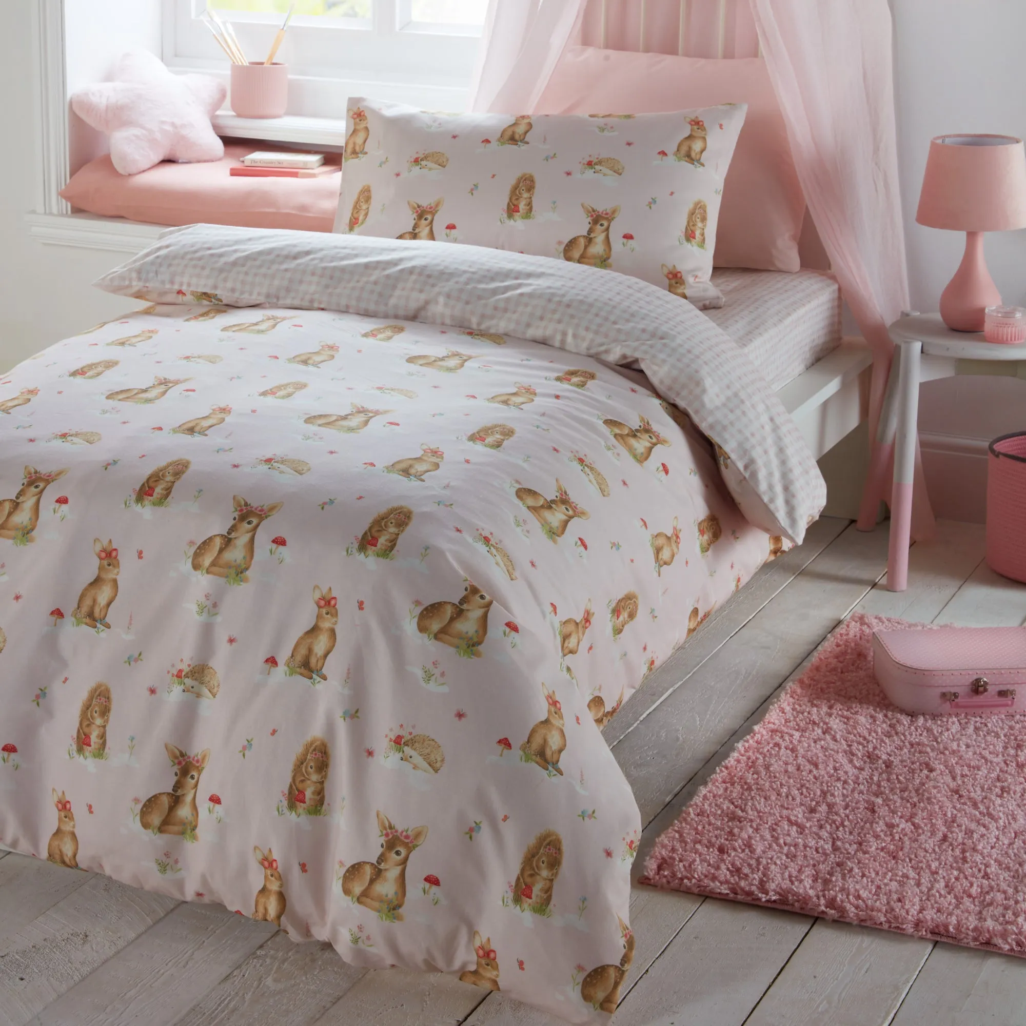 Woodland Friends Duvet Cover Set by Bedlam in Pink