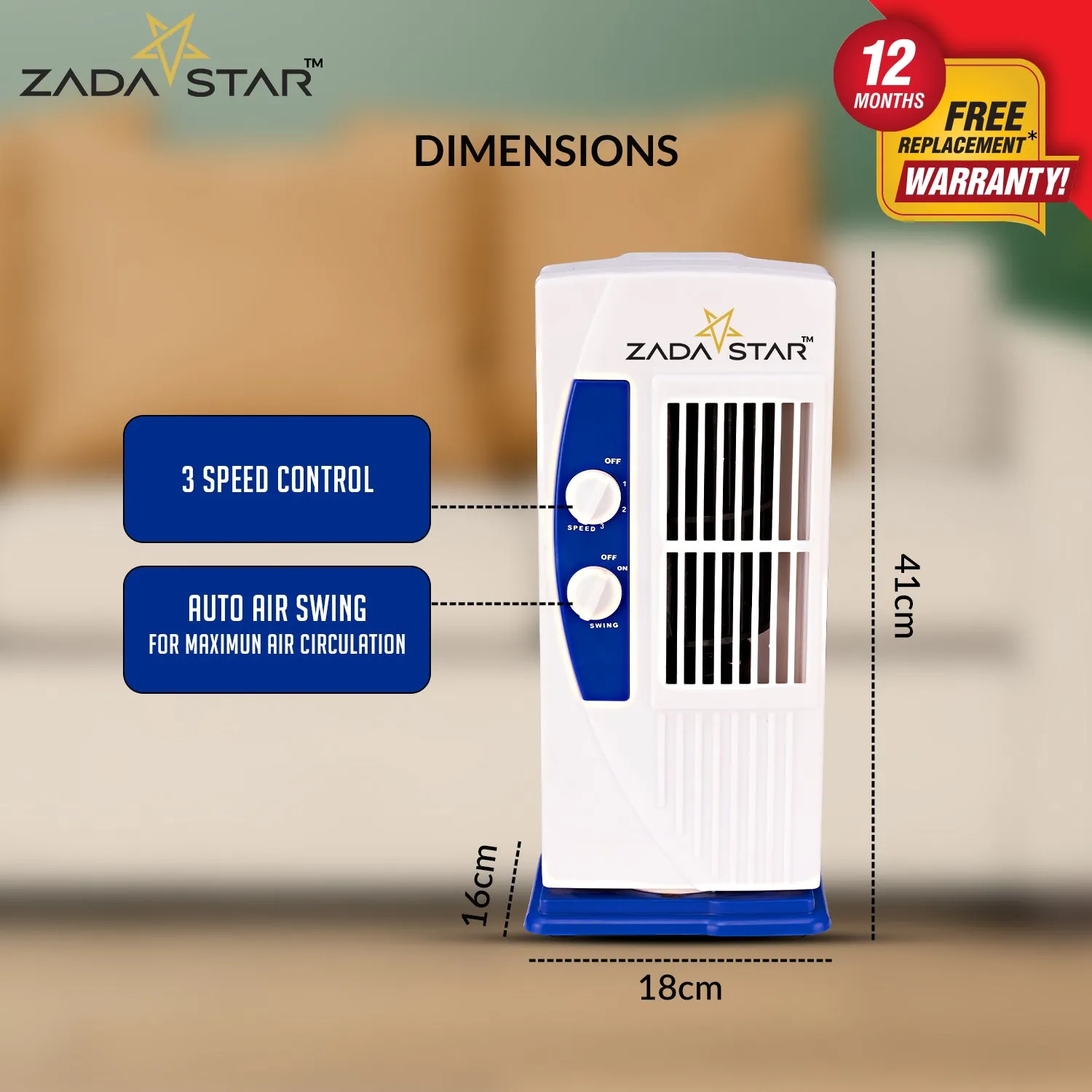 ZADASTAR ZS PERSONAL TOWER FAN